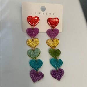 Colorful Heart Drop Dangle Earrings NWOT